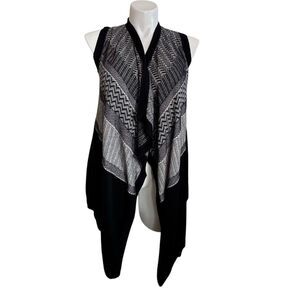 Banana Republic Factory Black/Gray Sleeveless Top Open Front Cardigan Sweater -